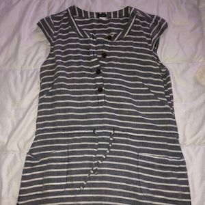 J. Crew Navy/White Striped Linen Dress